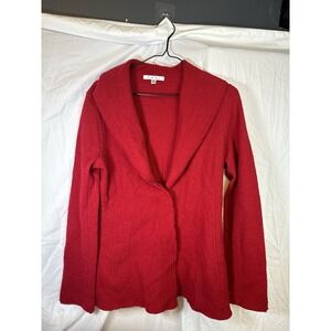 Women's CABI red Merino wool coat blazer jacket size small Button Up work casual